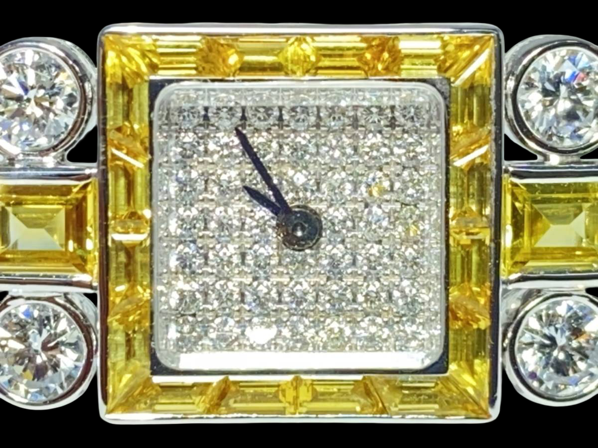 Harry Winston Signature Baguette Jewelry Watch 120LQ14W WG × Fancy Yellow & White Diamonds – Ultra High Jewelry Timepiece – SA Rank