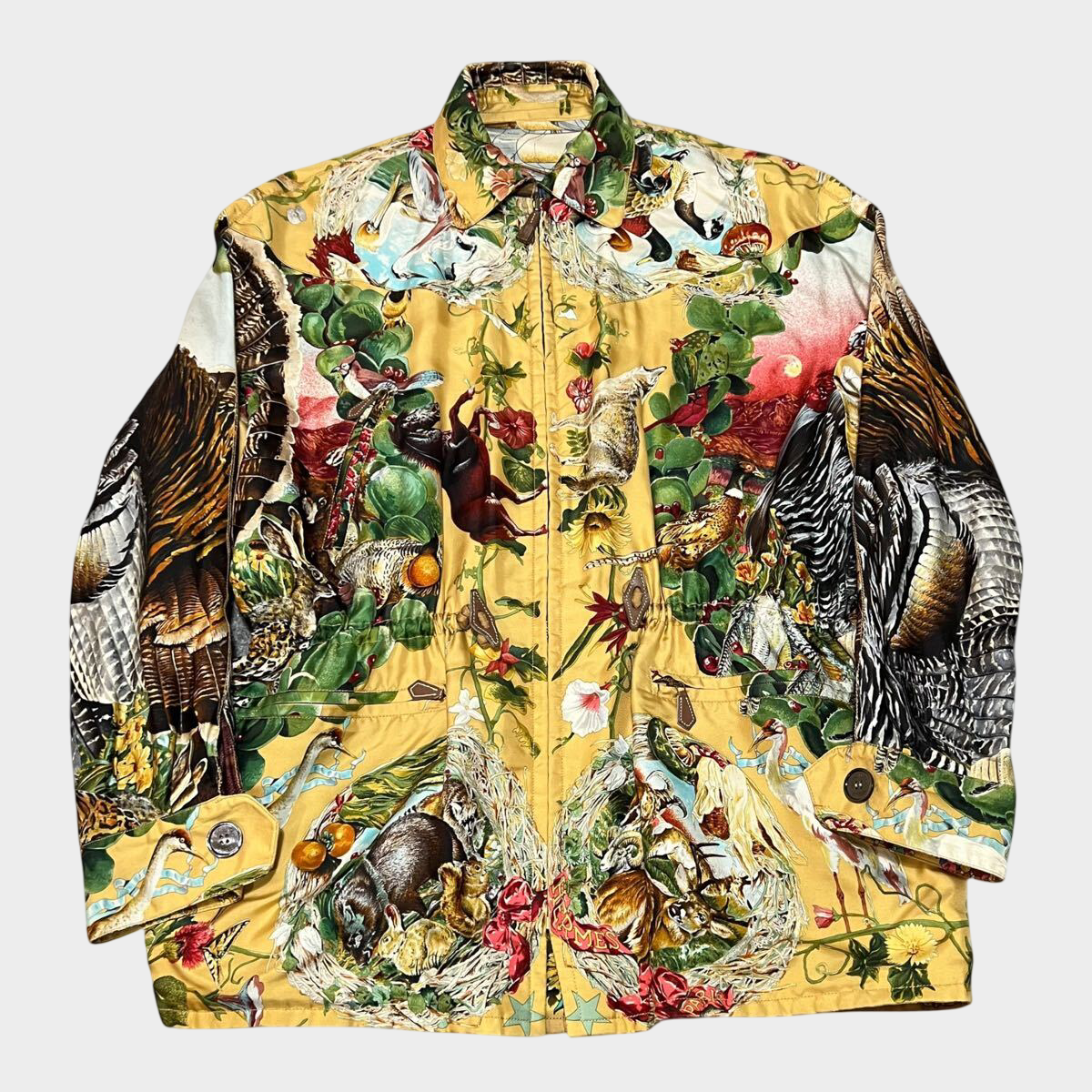 Hermès 1992 Kermit Oliver Reversible Silk Jacket — Museum Archive Art-to-Wear, Rare Illustrated Textile