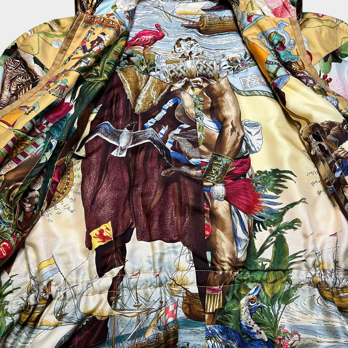 Hermès 1992 Kermit Oliver Reversible Silk Jacket — Museum Archive Art-to-Wear, Rare Illustrated Textile