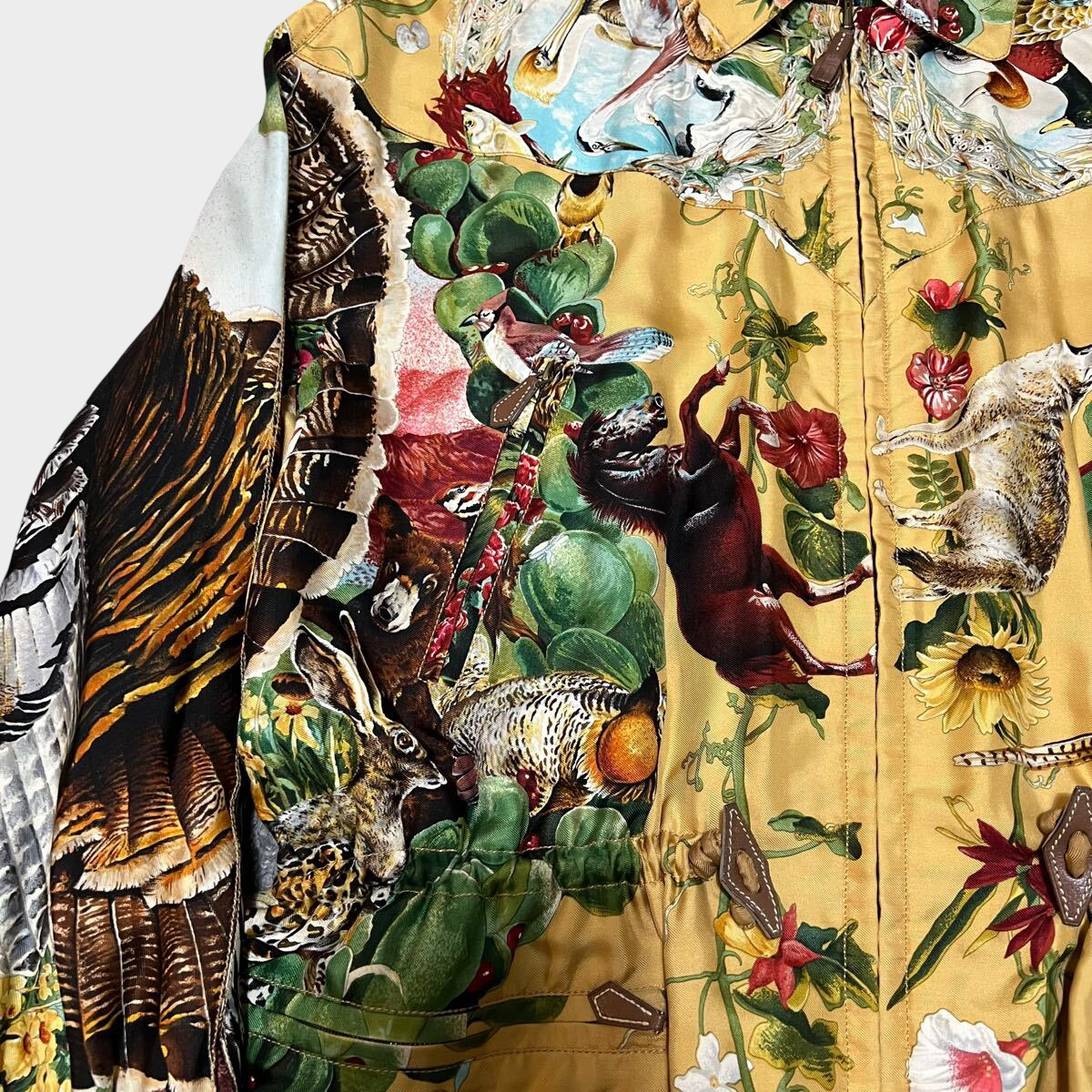 Hermès 1992 Kermit Oliver Reversible Silk Jacket — Museum Archive Art-to-Wear, Rare Illustrated Textile