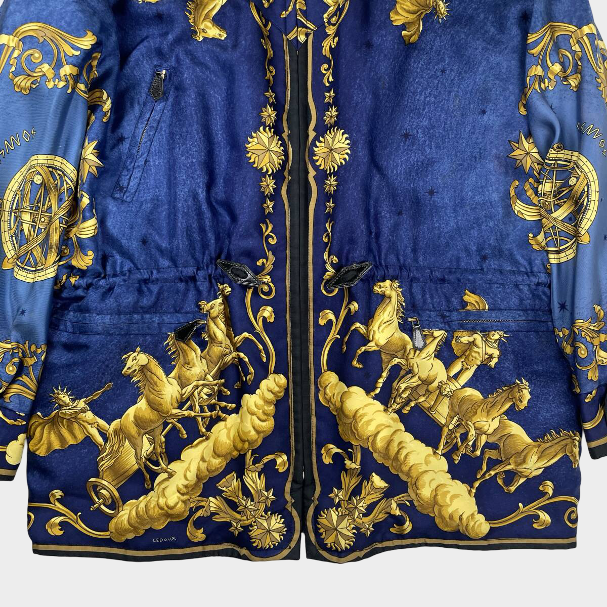 Hermès Vintage “COSMOS” Reversible Silk Jacket — 1980s Carré Motif, Padded French Archive Outerwear