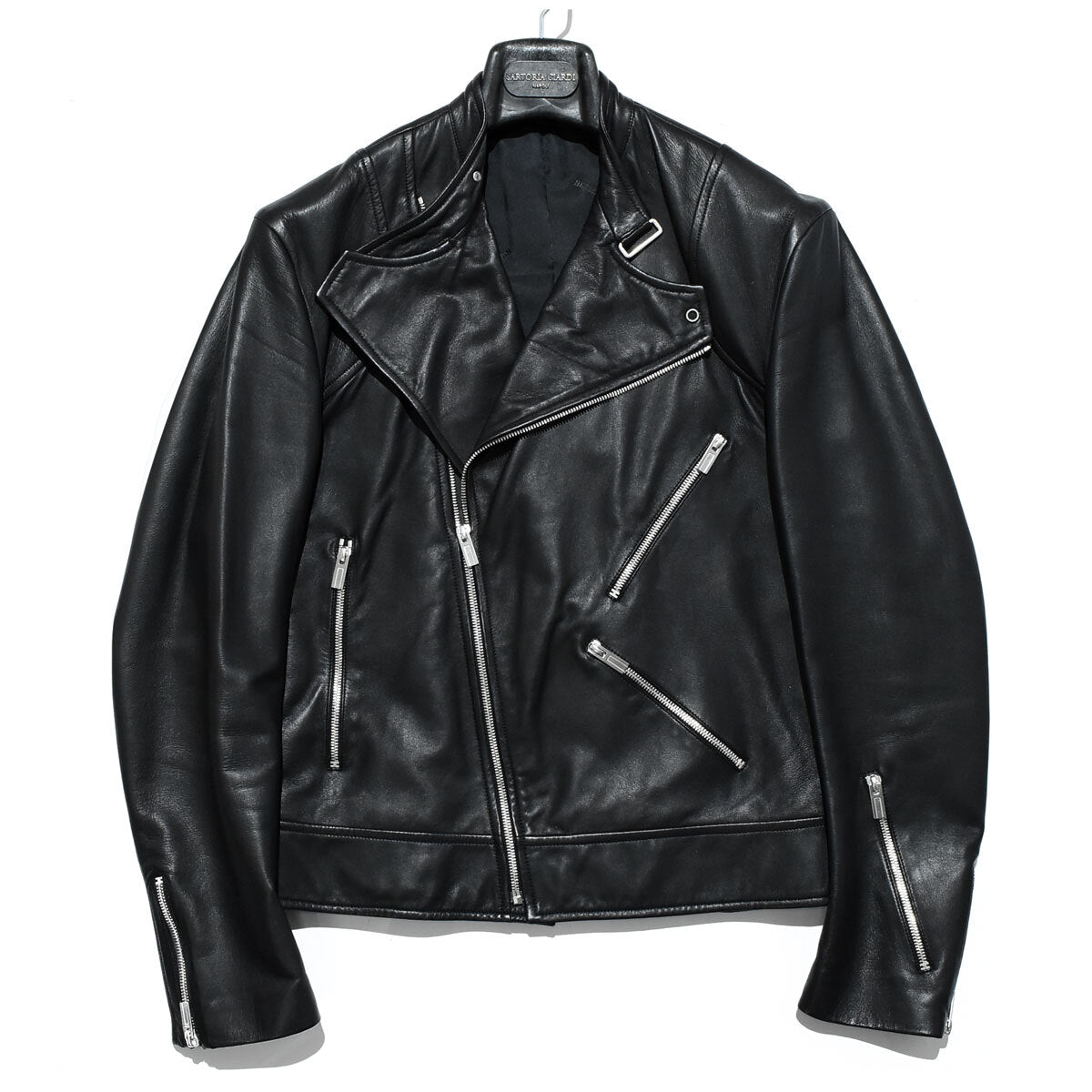 Hermès Commande Particuliere Double Riders Jacket Black Leather Size 46 Special Order Atelier Piece