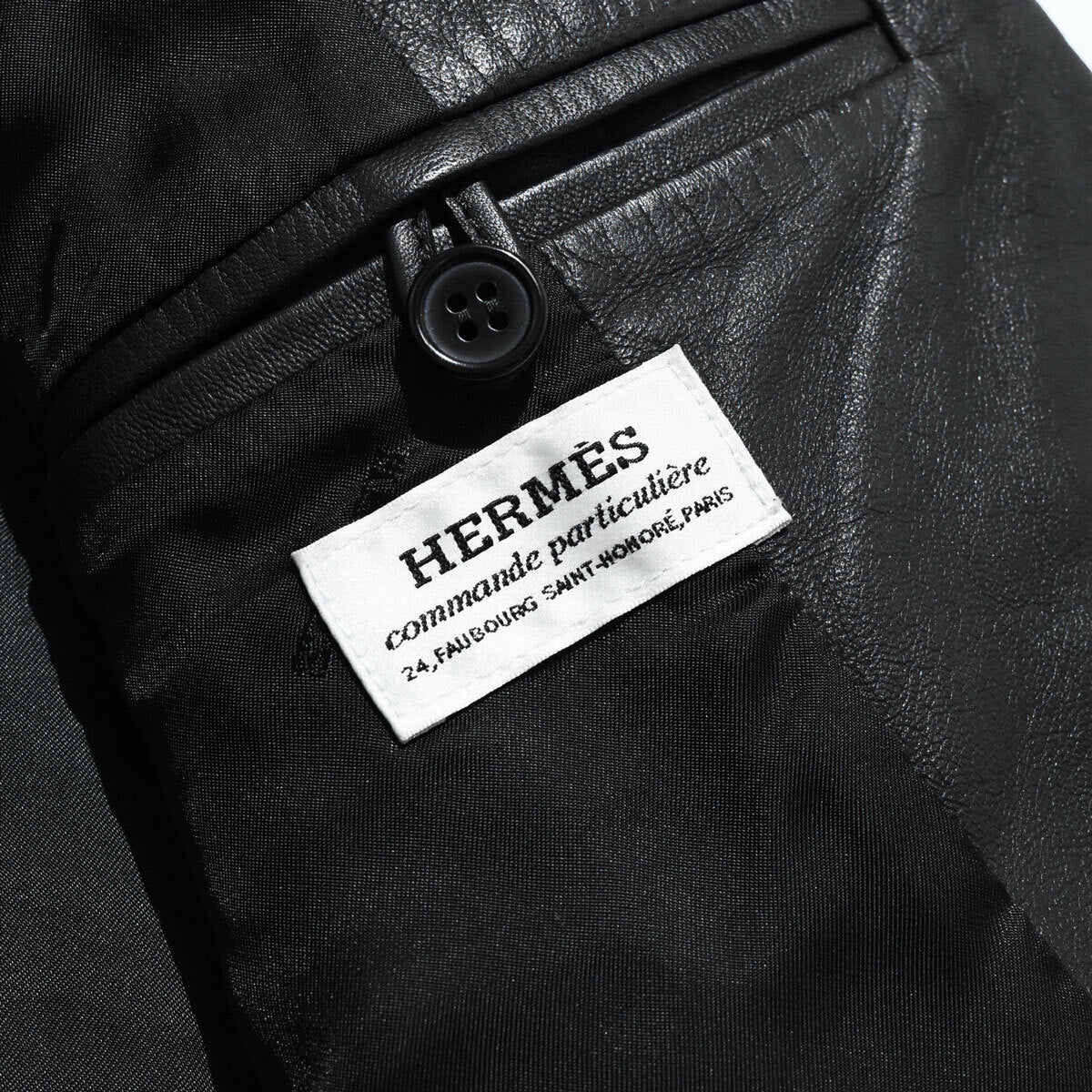 Hermès Commande Particuliere Double Riders Jacket Black Leather Size 46 Special Order Atelier Piece