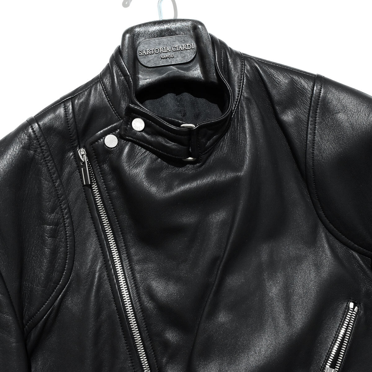 Hermès Commande Particuliere Double Riders Jacket Black Leather Size 46 Special Order Atelier Piece