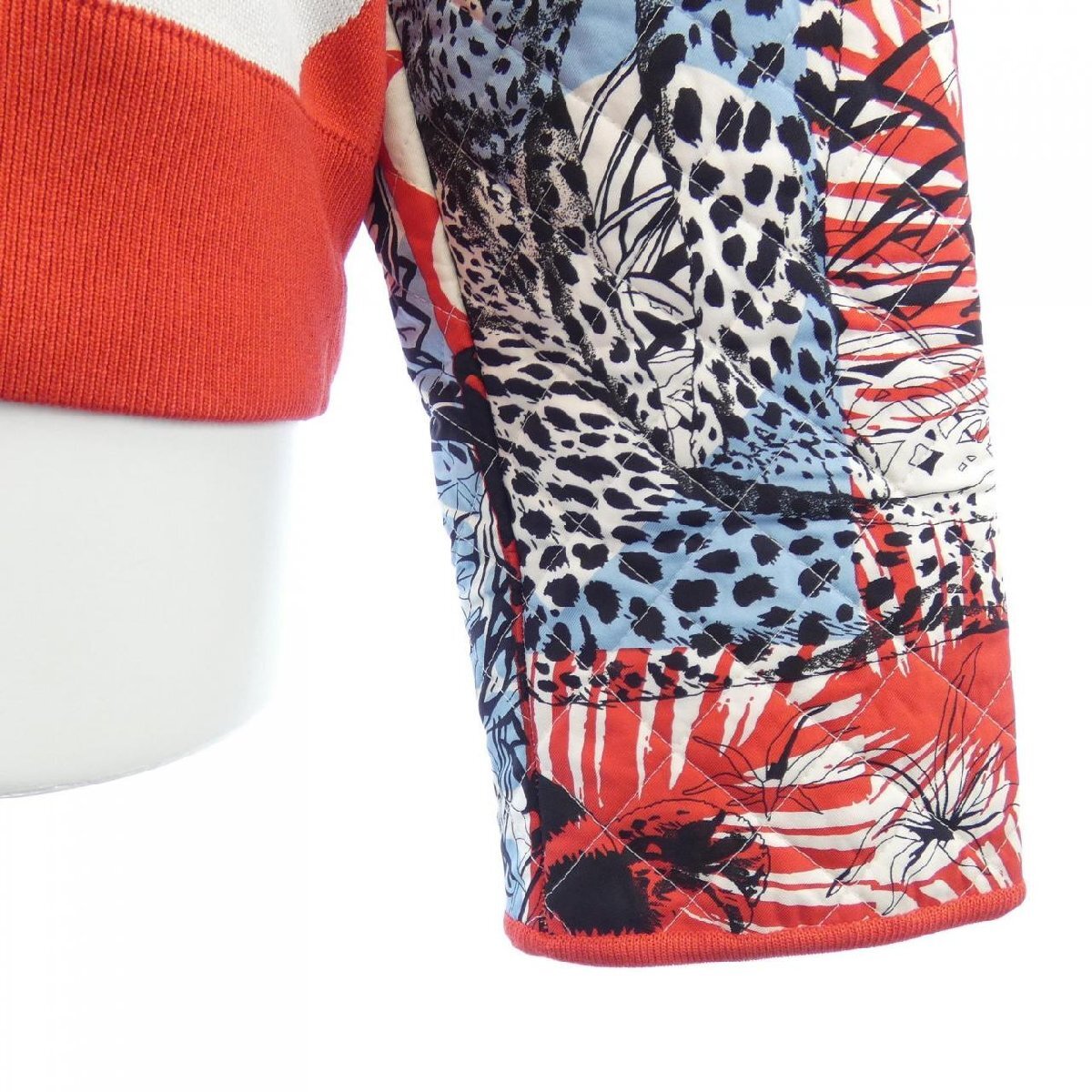 Hermès JUNGLE LOVE Red Heart Zip Jacket Mixed Media Knit Silk Size 36