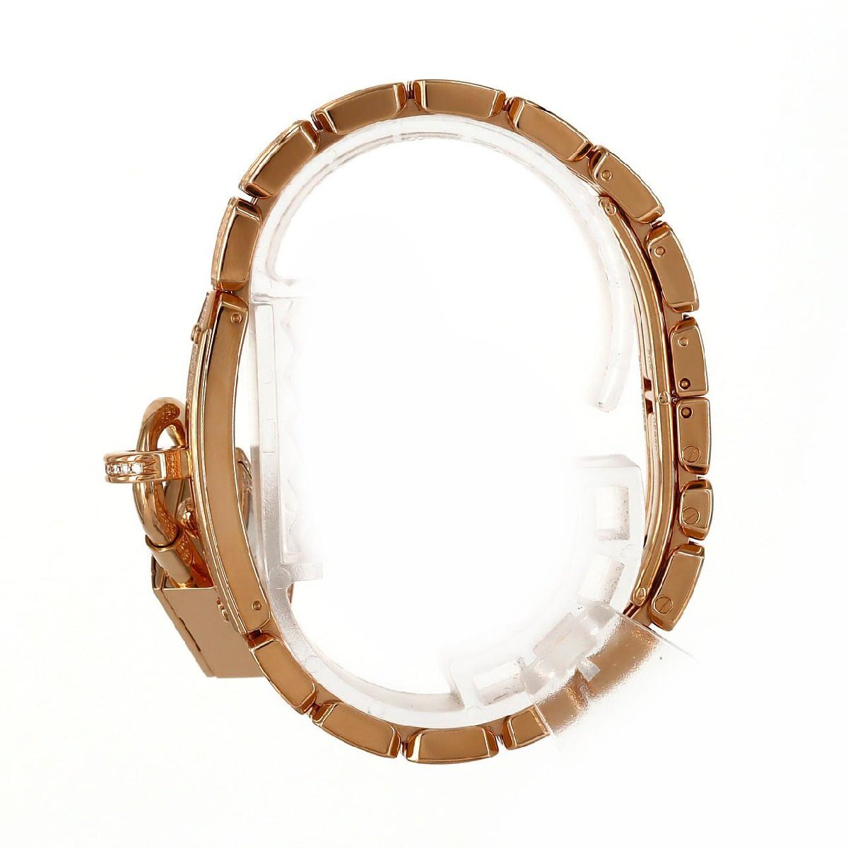 Hermès Kelly Watch KE4.172 PG Diamond Pave Lock & Bracelet – Rose Gold High Jewelry – Mother-of-Pearl Dial – Full Set