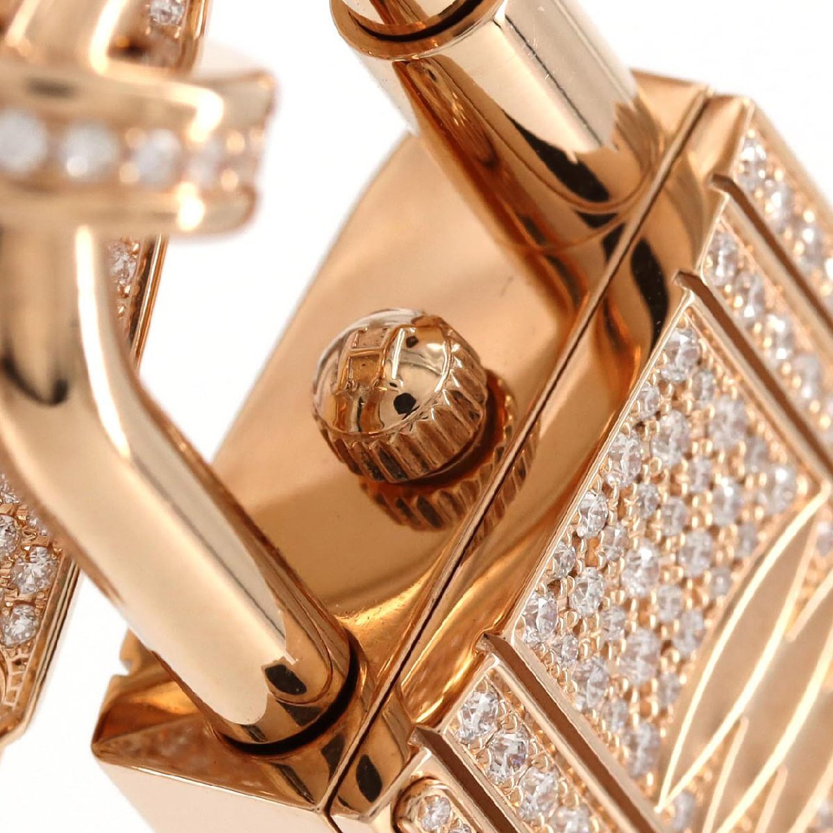 Hermès Kelly Watch KE4.172 PG Diamond Pave Lock & Bracelet – Rose Gold High Jewelry – Mother-of-Pearl Dial – Full Set