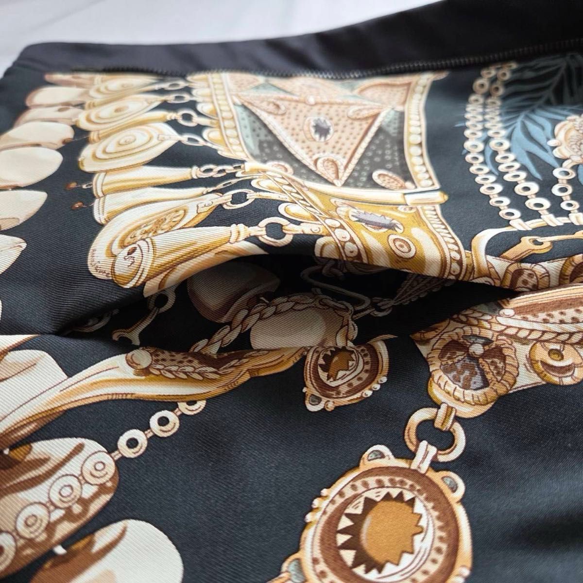 Hermès Margiela Era Reversible Silk Blouson — Gold Baroque Motif, Black Leather Accents, Archive Jacket