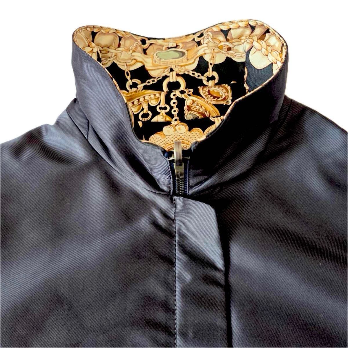 Hermès Margiela Era Reversible Silk Blouson — Gold Baroque Motif, Black Leather Accents, Archive Jacket