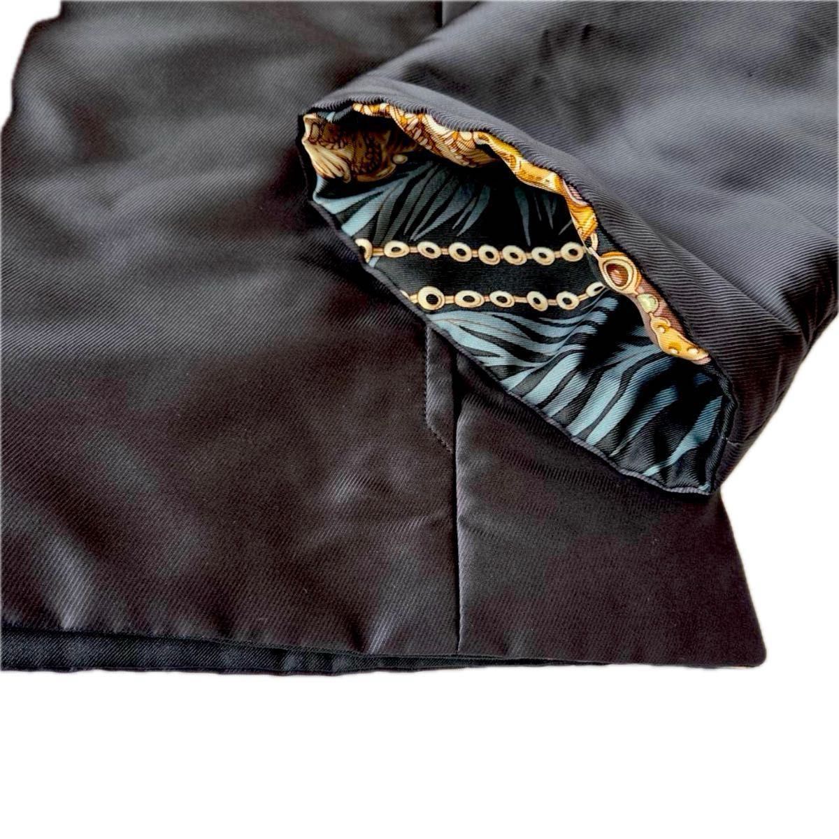 Hermès Margiela Era Reversible Silk Blouson — Gold Baroque Motif, Black Leather Accents, Archive Jacket