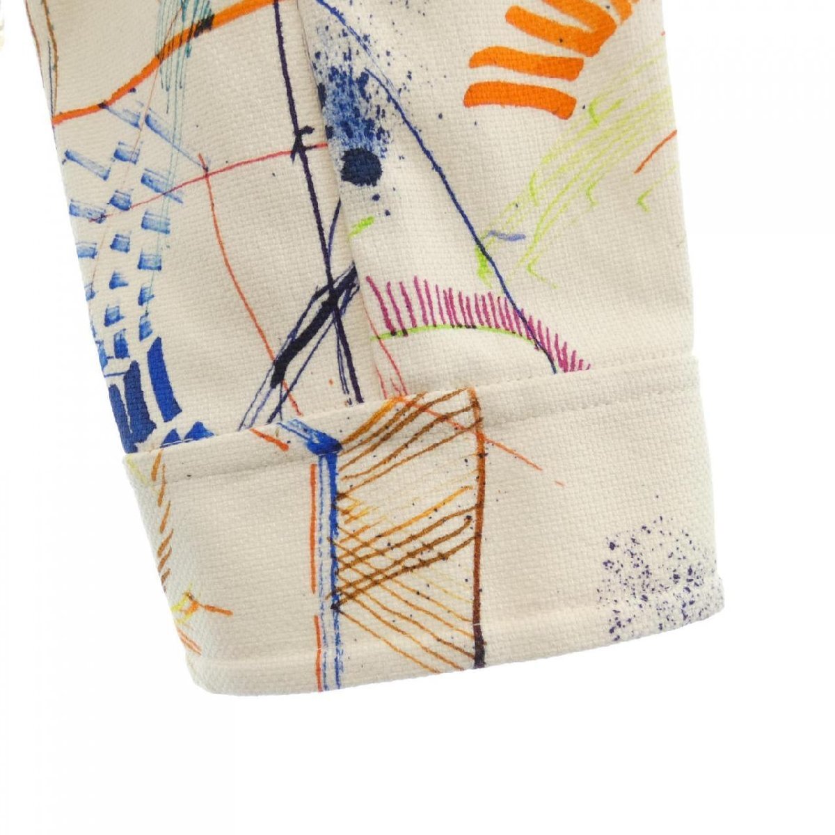 Hermès Multicolor Embroidered Graphic Jacket White Womens Size 34 Artistic Luxury Made in France