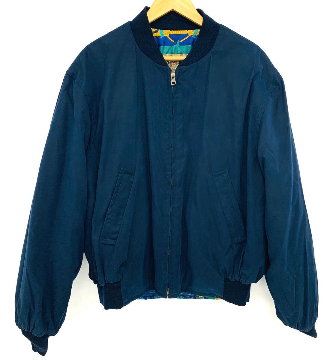 Hermès Reversible Silk Bomber Jacket Egyptian Motif Vintage Archive Designer Jacket Size 52