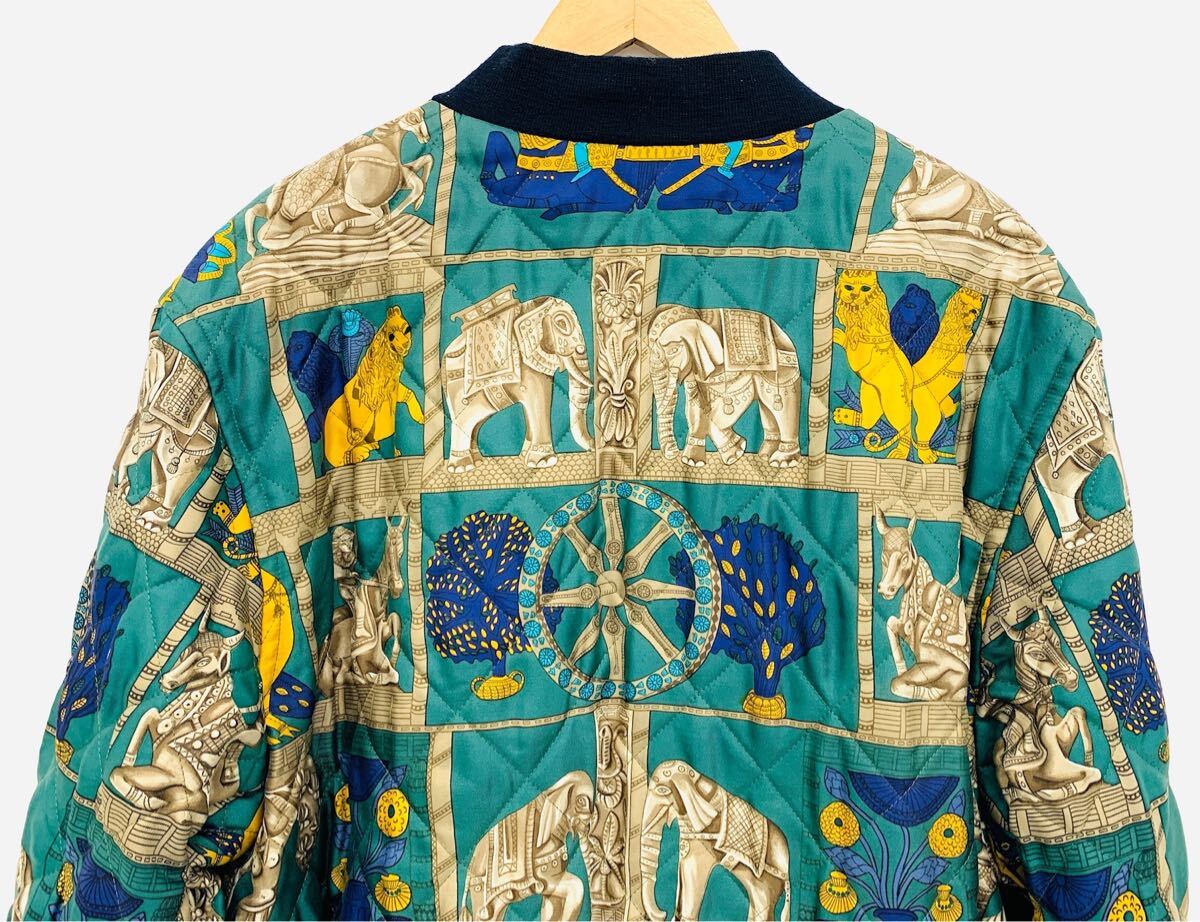 Hermès Reversible Silk Bomber Jacket Egyptian Motif Vintage Archive Designer Jacket Size 52