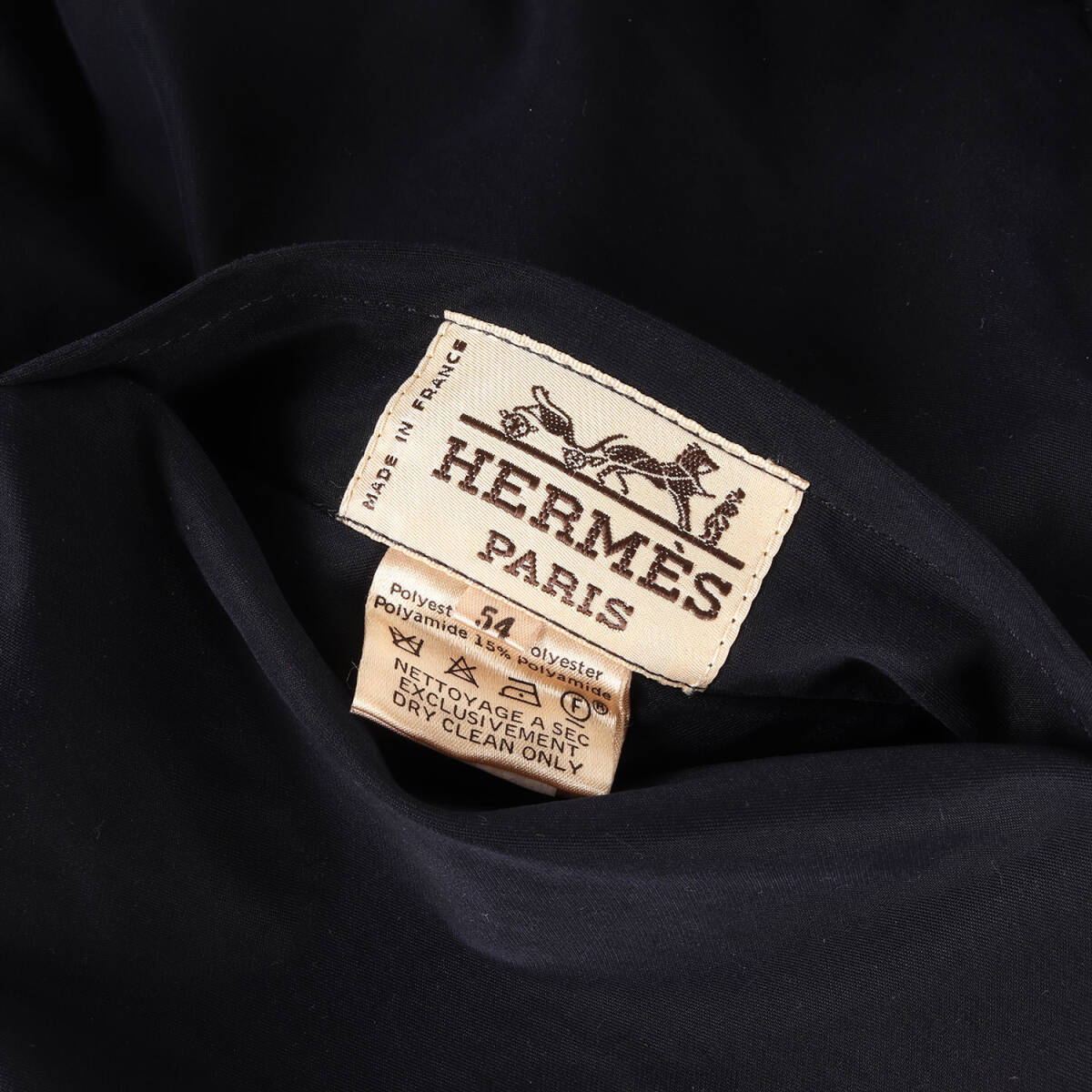 Hermès Reversible Silk Bomber Jacket — Gold & Navy Heraldic Print, Oversized Size 54, 1980s–90s Archive