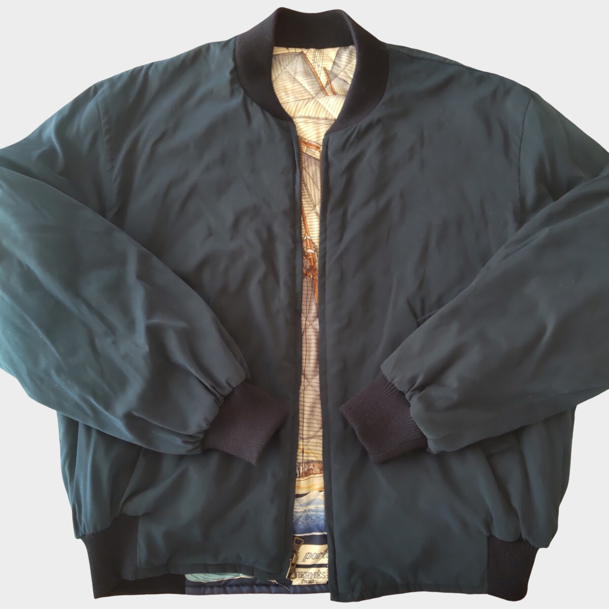 Vintage Hermès Reversible Quilted Silk Bomber Jacket Archive Scarf Print Luxury Blouson France