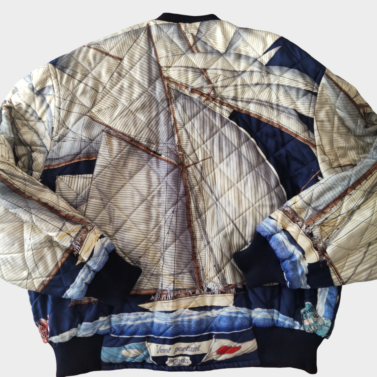 Vintage Hermès Reversible Quilted Silk Bomber Jacket Archive Scarf Print Luxury Blouson France