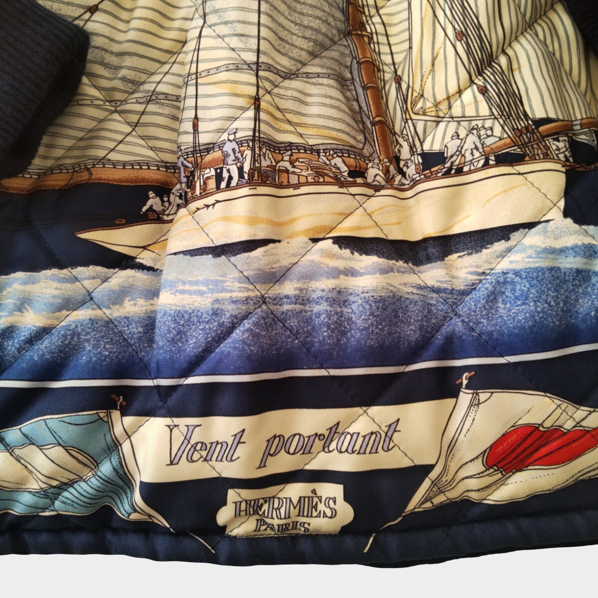 Vintage Hermès Reversible Quilted Silk Bomber Jacket Archive Scarf Print Luxury Blouson France