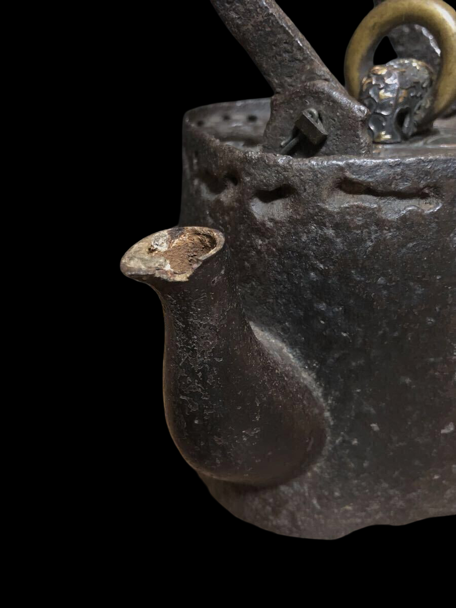 Nakamiya Fuji Hexagonal Cast Iron Tetsubin — Cloud Dragon Relief — Compact Japanese Iron Teaware