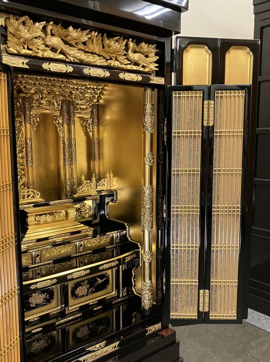 Deadstock High-Grade Otani-ha Black Lacquer Gold Butsudan — Multi-Tier Guden Sanctuary Architecture (Approx. 130 cm Height) — Upper Domestic Shrine Class