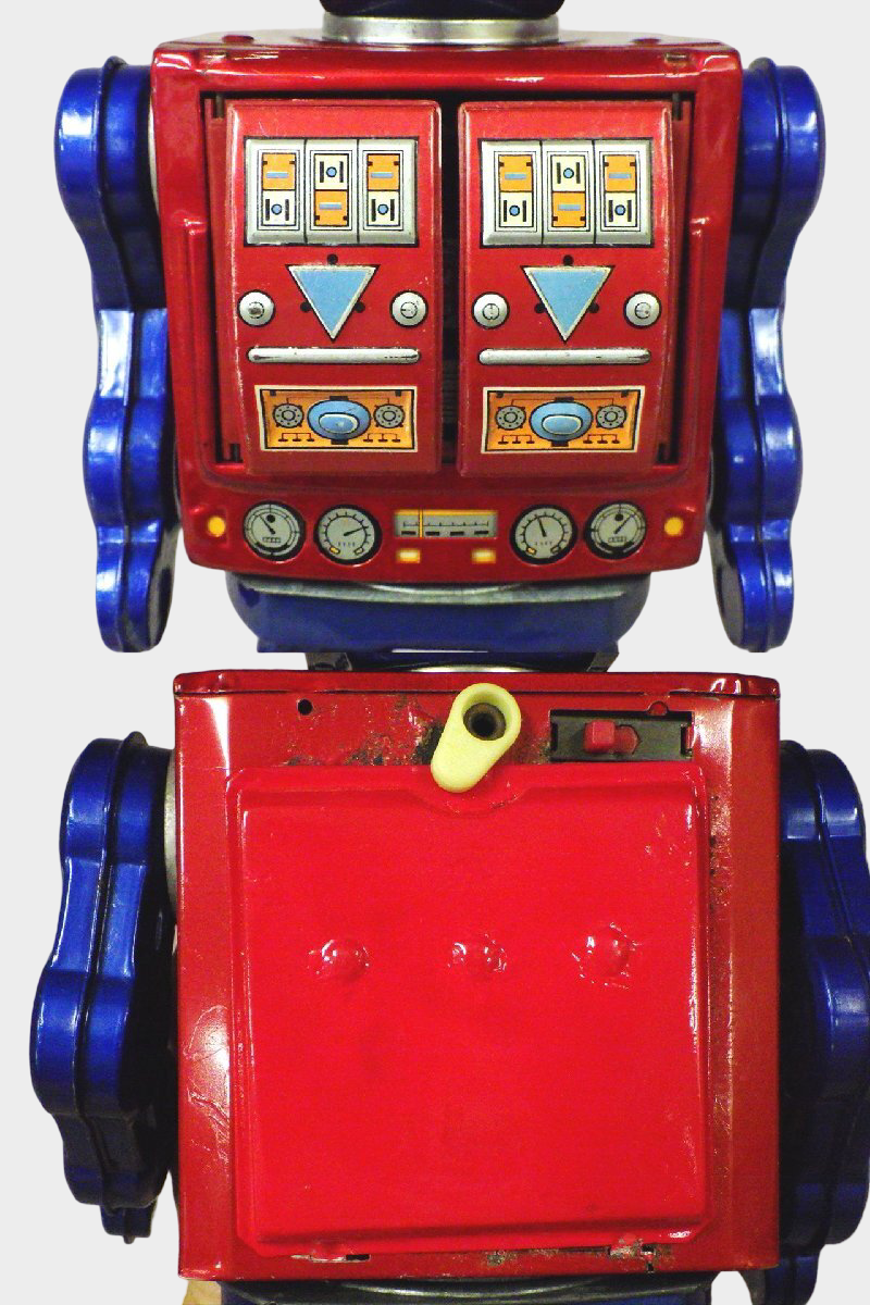 Horikawa NEW SPACE KING Tin Robot Japan — Showa Battery Robot with Light-Up Chest