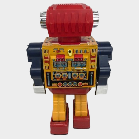 Horikawa Rotate-O-Matic Super Giant Tin Robot Japan — Boxed Metal-Printed Battery Robot