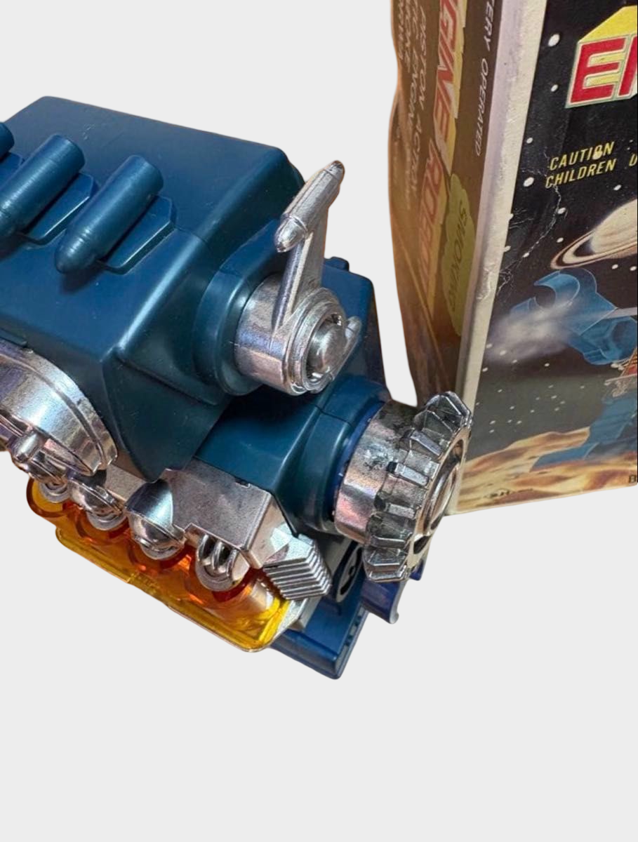 Horikawa Smoking Engine Robot with Box — Showa Tin Space Robot, Japan