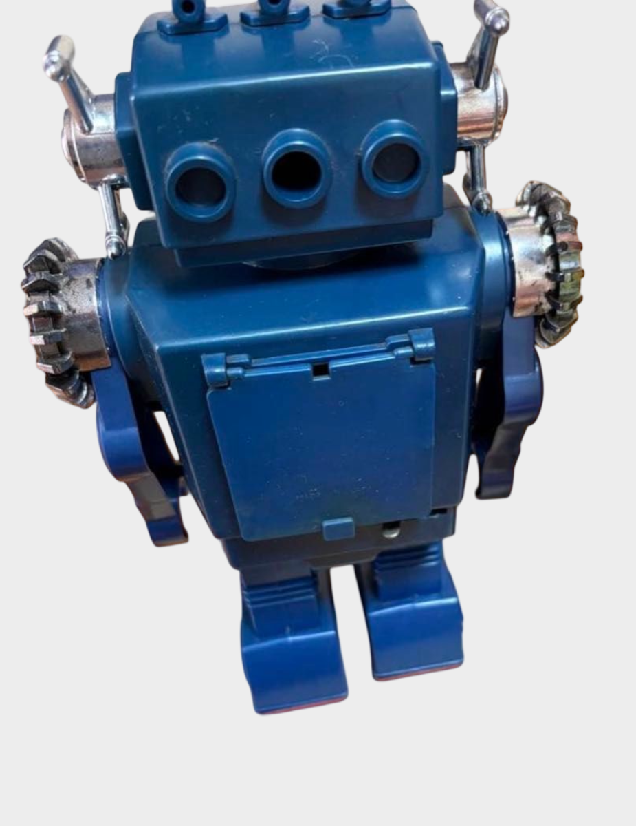 Horikawa Smoking Engine Robot with Box — Showa Tin Space Robot, Japan