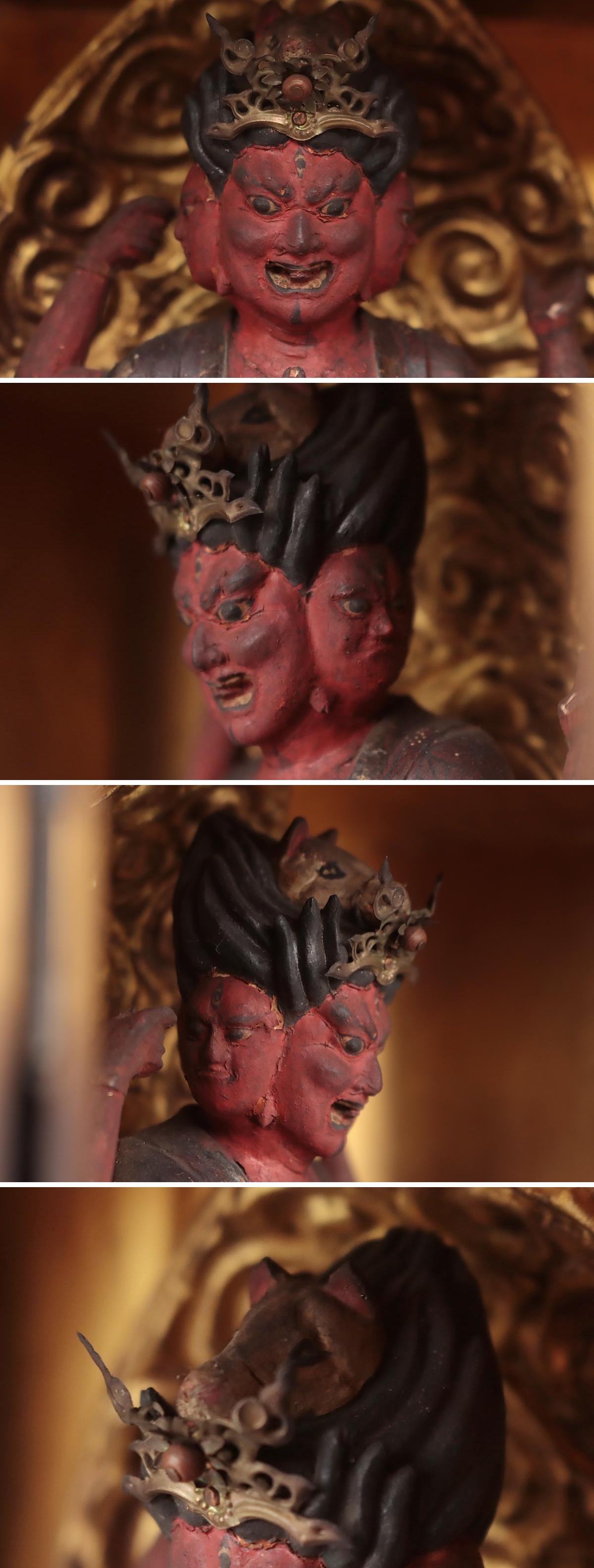 Bato Kannon Zushi (Horse-Head Kannon) — Eight-Armed Polychrome Wood Image | Edo-Period Esoteric Protector | Portable Shrine Cabinet (37.4 cm)