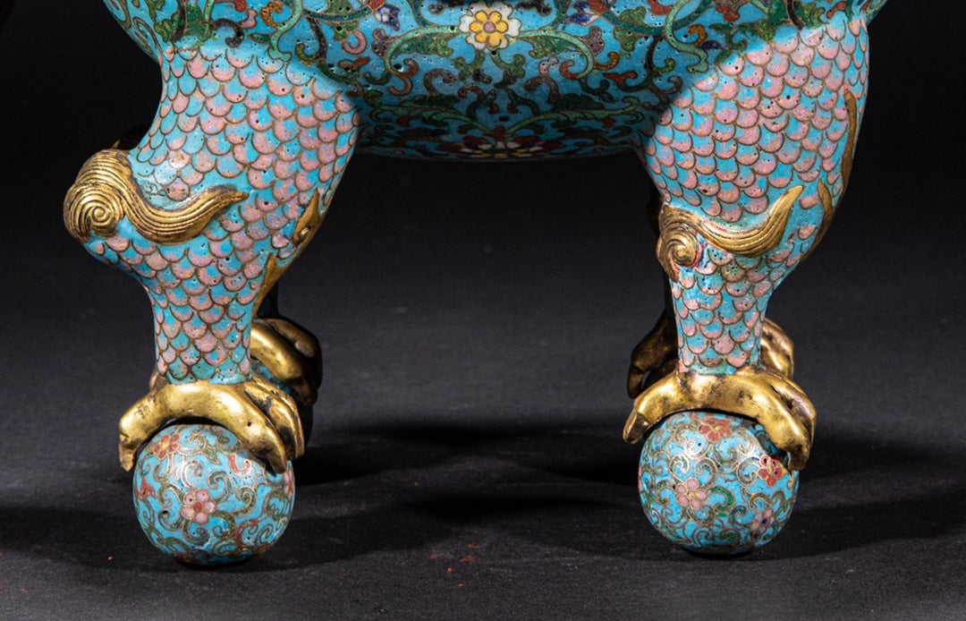 Imperial-Style Chinese Cloisonné Wine Ewer with Carved Jade Medallion — Qing Dynasty Court Tradition Decorative Bronze Vessel