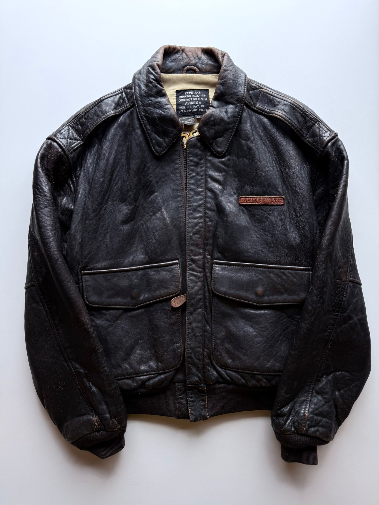Avirex A-2 Military Glen Miller Flight Bomber Leather Jacket ( Size : ) Avirex A-2 Military Glen Miller Flight Bomber Leather Jacket ( Size : )