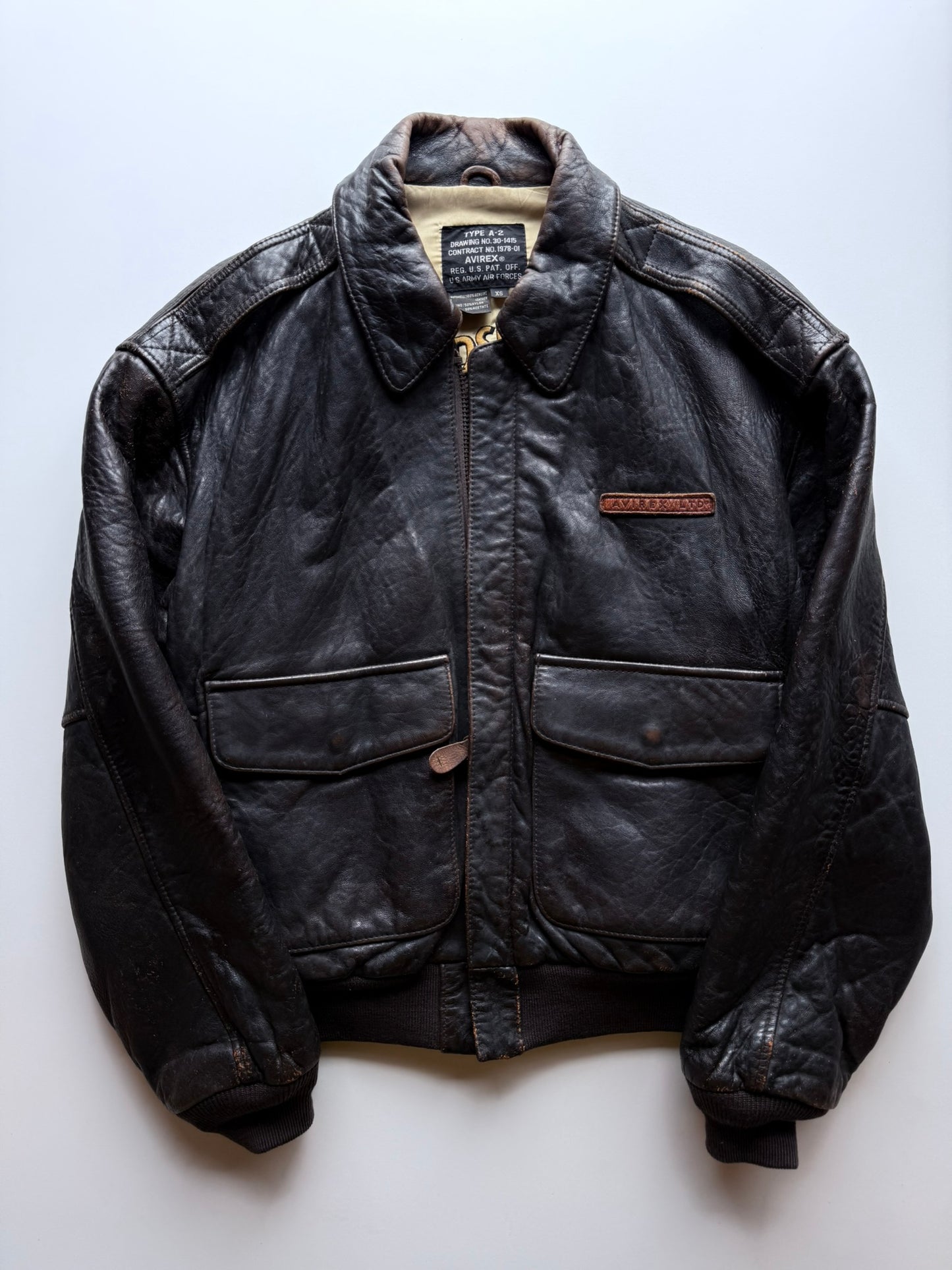 Avirex A-2 Military Glen Miller Flight Bomber Leather Jacket ( Size :  )
