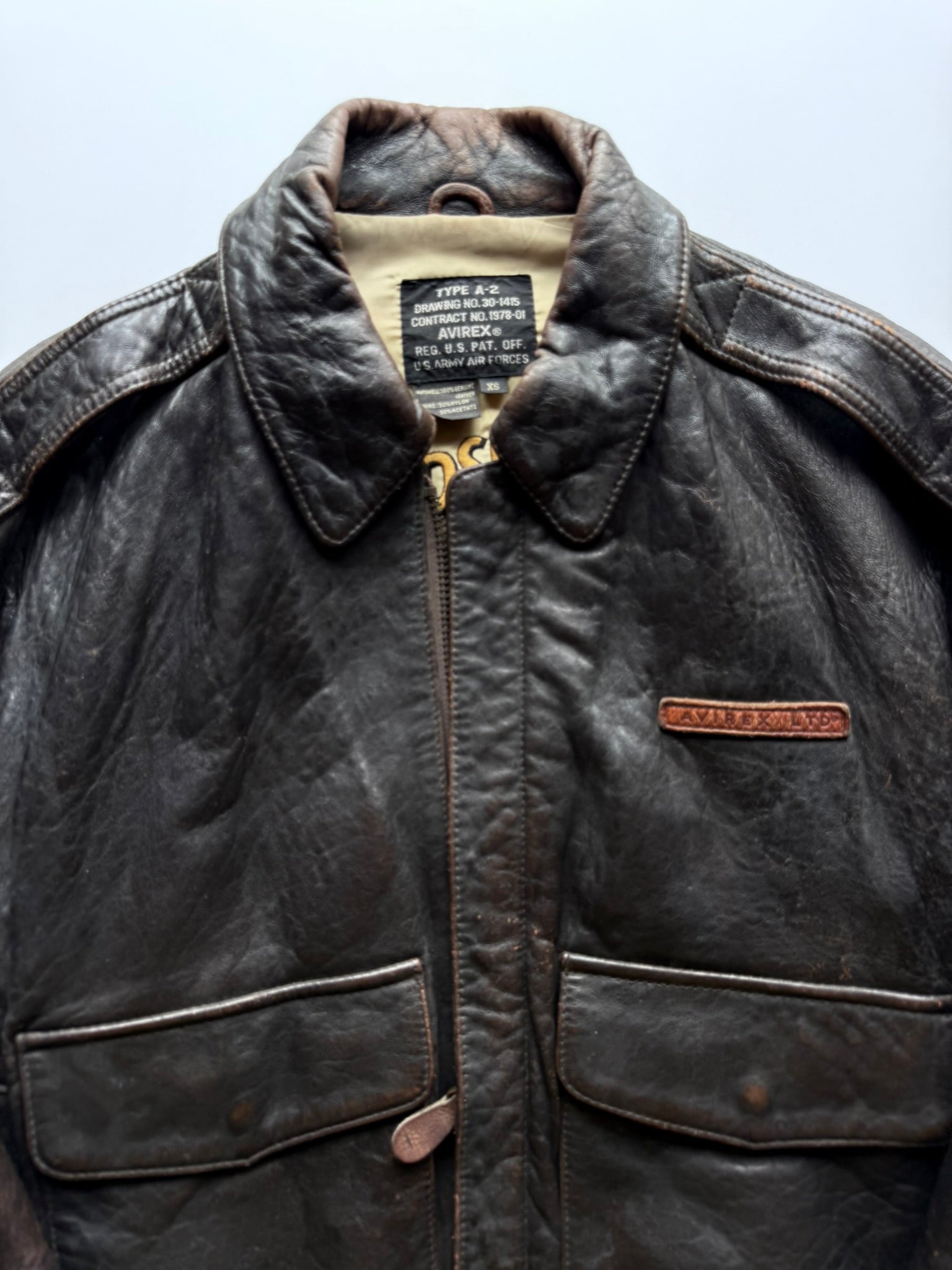 Avirex A-2 Military Glen Miller Flight Bomber Leather Jacket