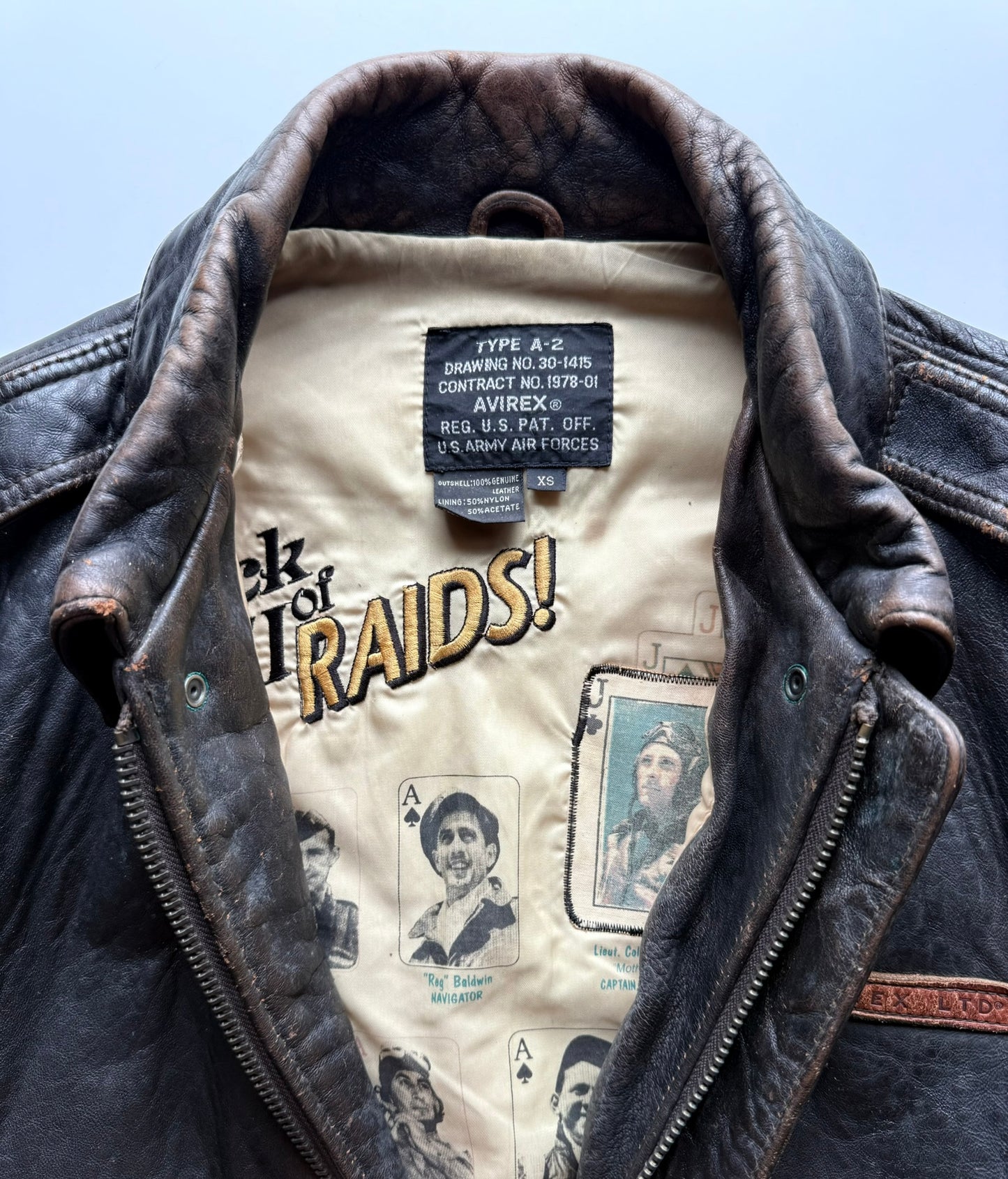 Avirex A-2 Military Glen Miller Flight Bomber Leather Jacket ( Size :  )