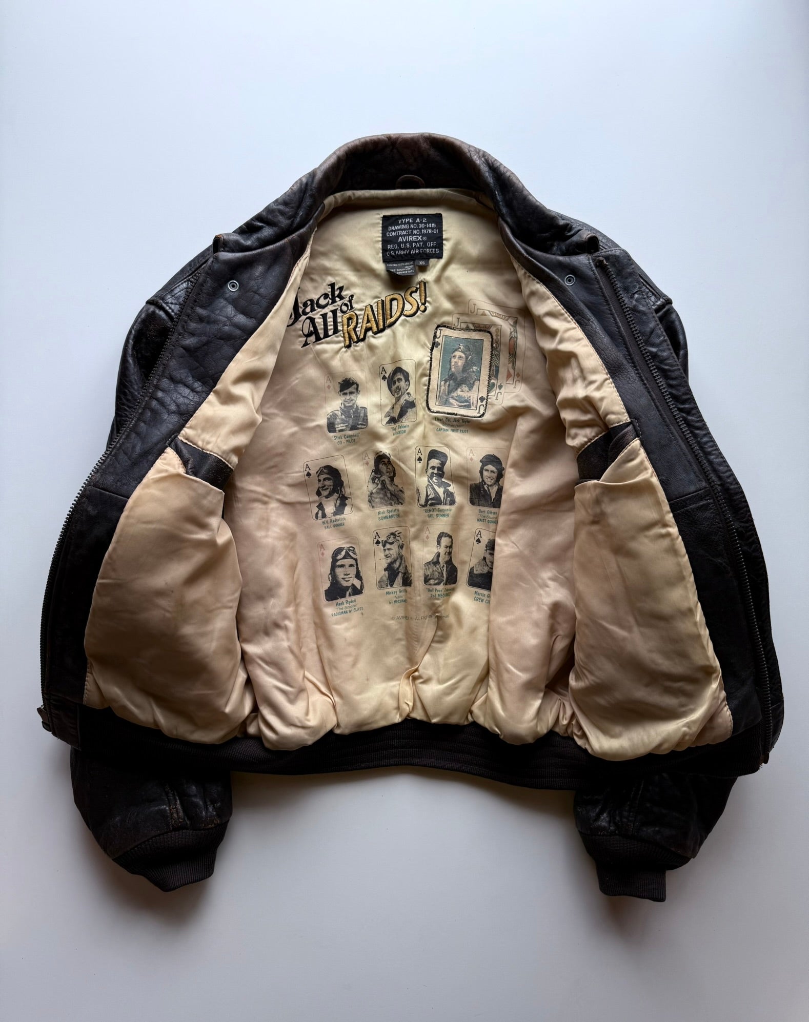 Avirex A-2 Military Glen Miller Flight Bomber Leather Jacket