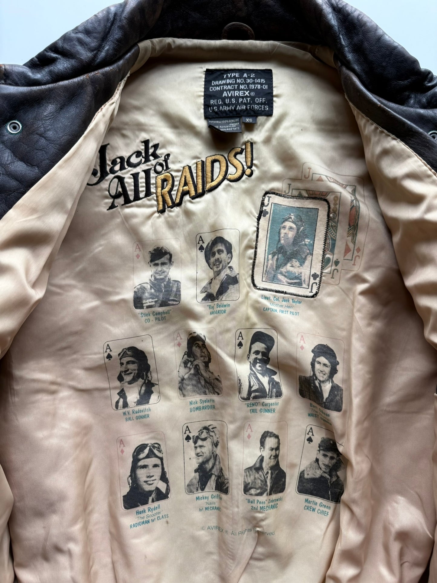 Avirex A-2 Military Glen Miller Flight Bomber Leather Jacket ( Size :  )