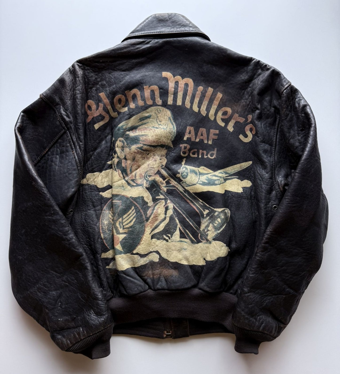 Avirex A-2 Military Glen Miller Flight Bomber Leather Jacket ( Size :  )