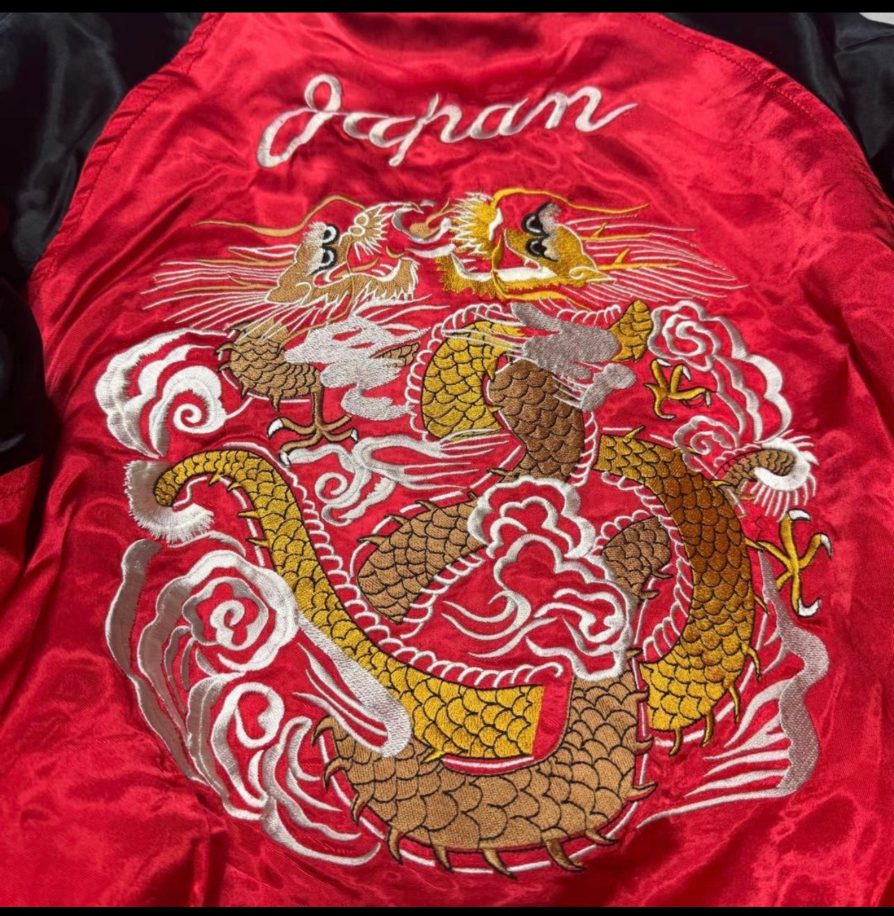 Reversible DOGTOWN Dragon & Tiger Sukajan – Japan Map Embroidery / 90s–00s Vintage Satin Souvenir Jacket (Preloved)