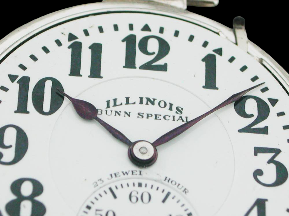 Illinois Bunn Special 23J 60-Hour Railroad Pocket Watch – 14KWGF Skeleton Case – Private Dial – Rare Antique Railroad Chronometer VA Grade