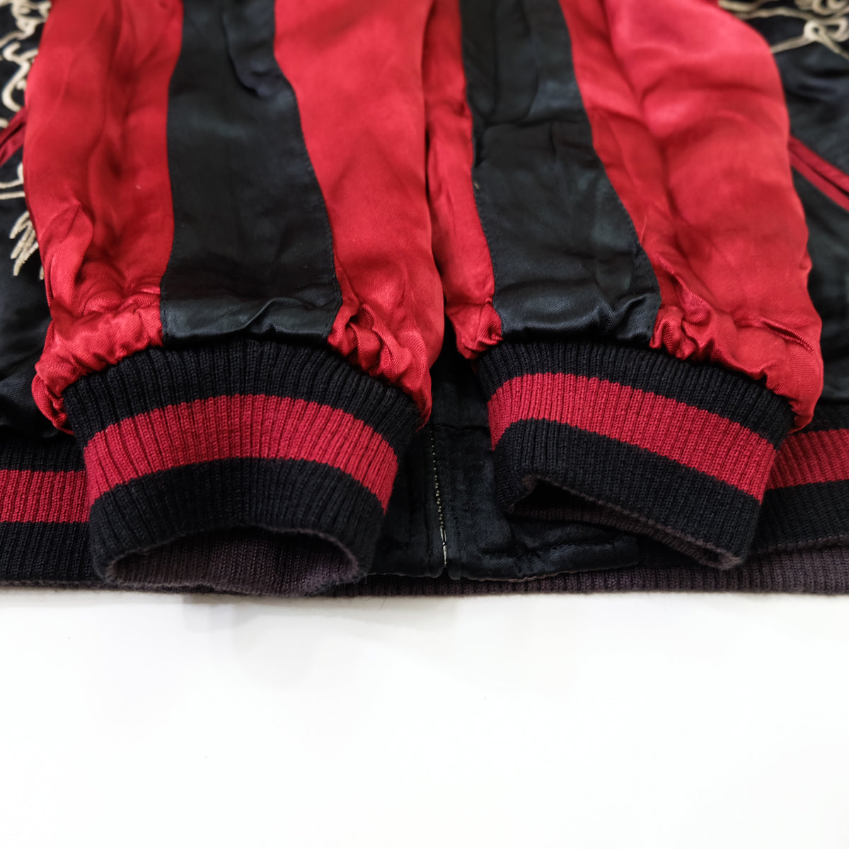 Japanese Reversible Dragon Sukajan Jacket Size M | Black Red Brown Embroidered Ryū Flame Yokosuka Souvenir Bomber