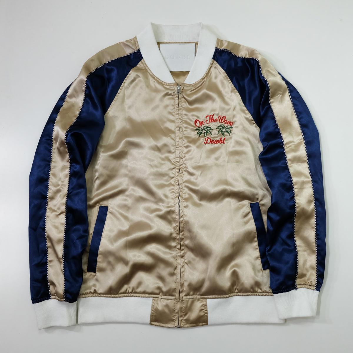 DOWBL On The Wave Hawaiian Hula Girl Sukajan Jacket Size M | Japan Embroidered Aloha Souvenir Bomber