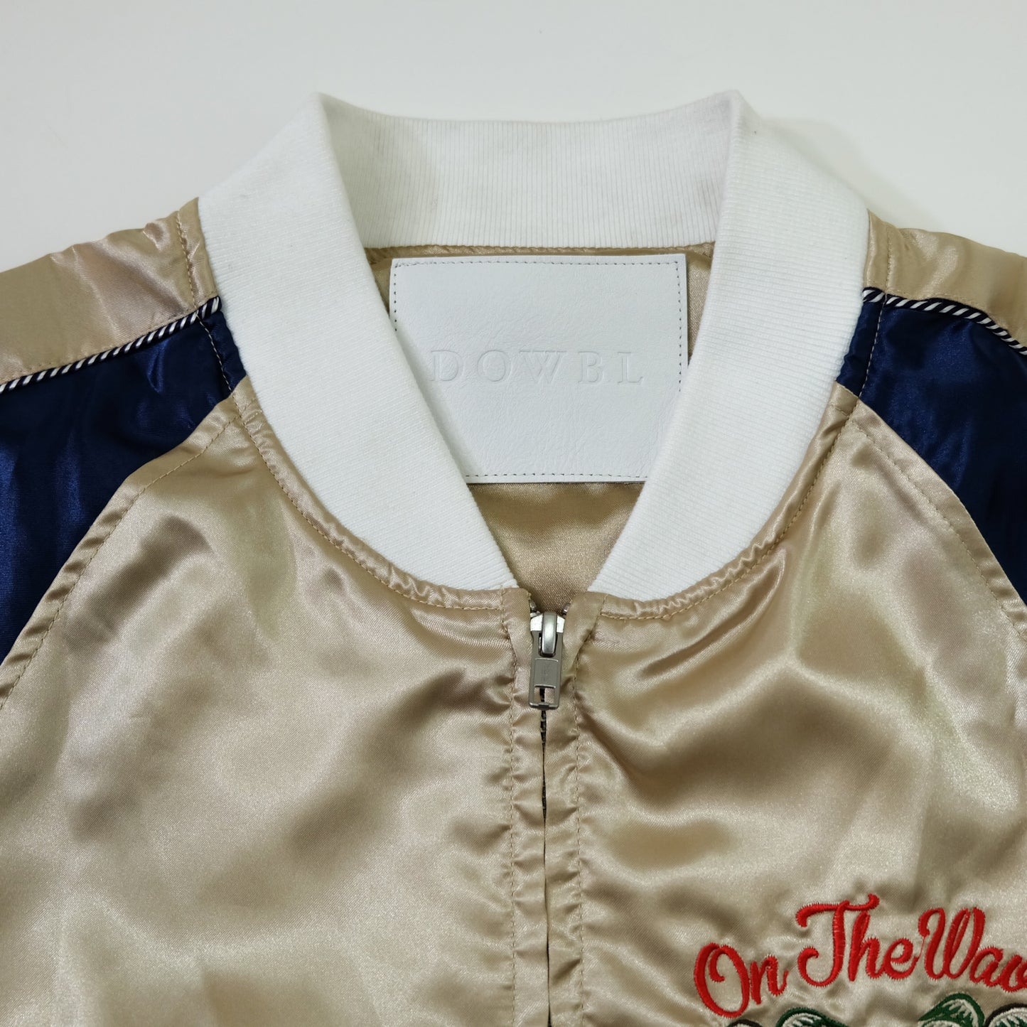 DOWBL On The Wave Hawaiian Hula Girl Sukajan Jacket Size M | Japan Embroidered Aloha Souvenir Bomber