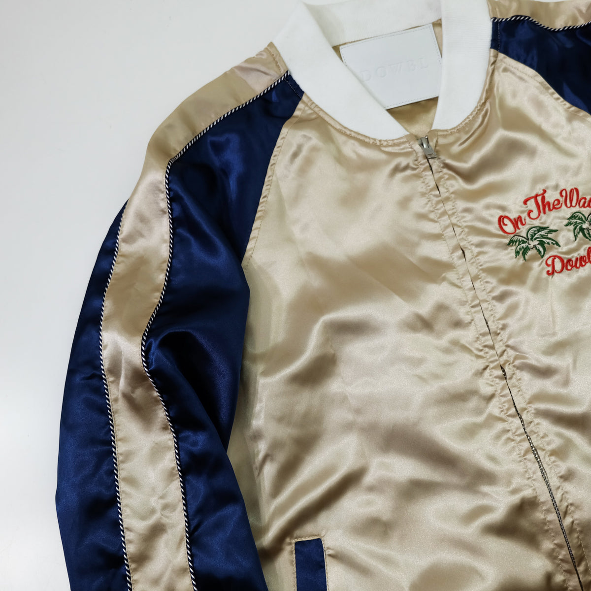 DOWBL On The Wave Hawaiian Hula Girl Sukajan Jacket Size M | Japan Embroidered Aloha Souvenir Bomber