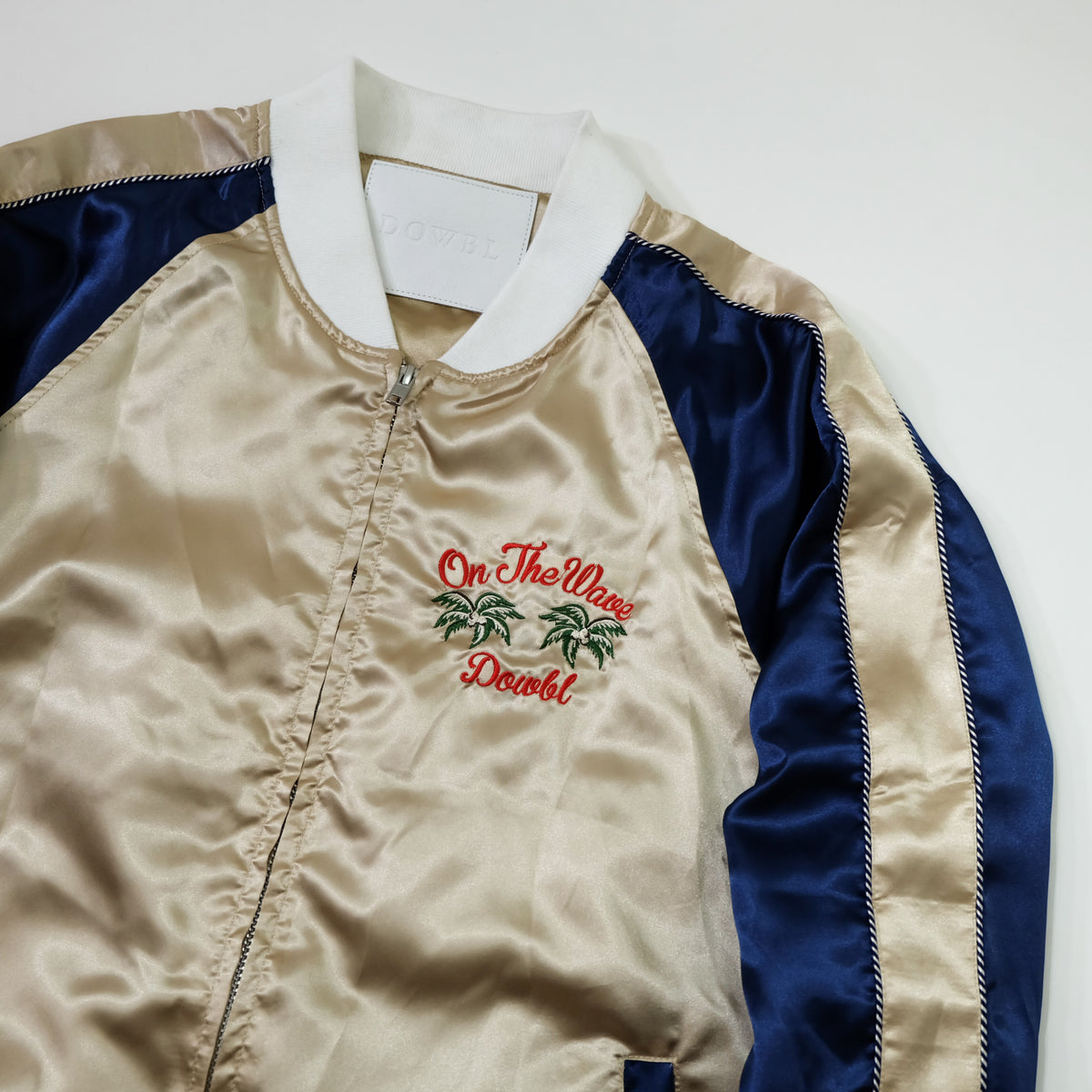 DOWBL On The Wave Hawaiian Hula Girl Sukajan Jacket Size M | Japan Embroidered Aloha Souvenir Bomber