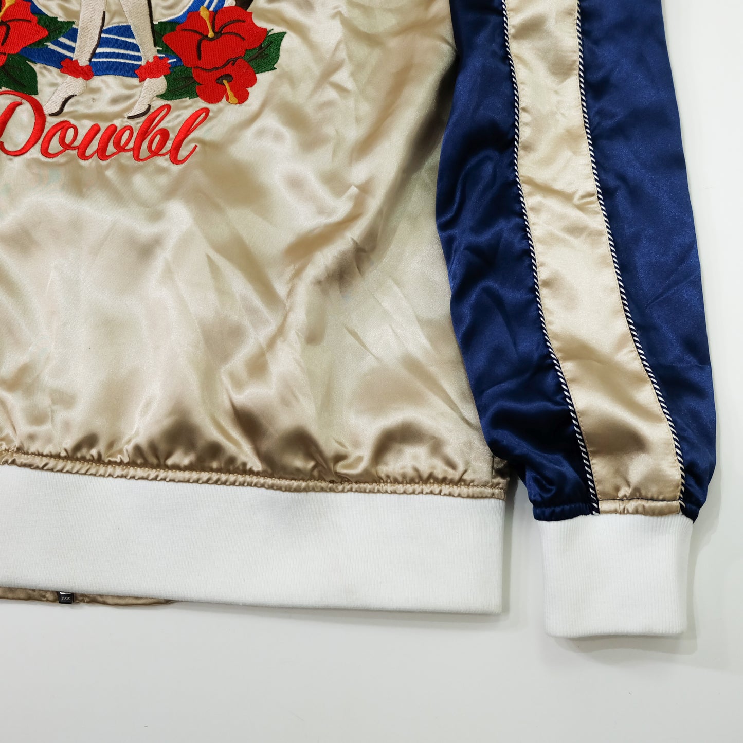 DOWBL On The Wave Hawaiian Hula Girl Sukajan Jacket Size M | Japan Embroidered Aloha Souvenir Bomber