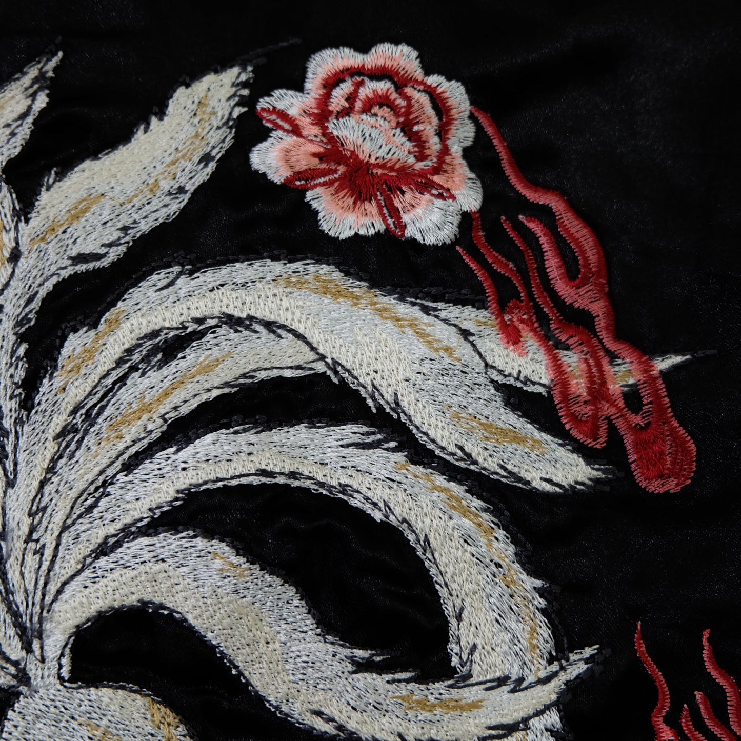 Kyoka Suigetsu Nine-Tailed Fox Kitsune Sukajan Jacket | Black Gold Embroidered Japanese Souvenir Bomber Size L