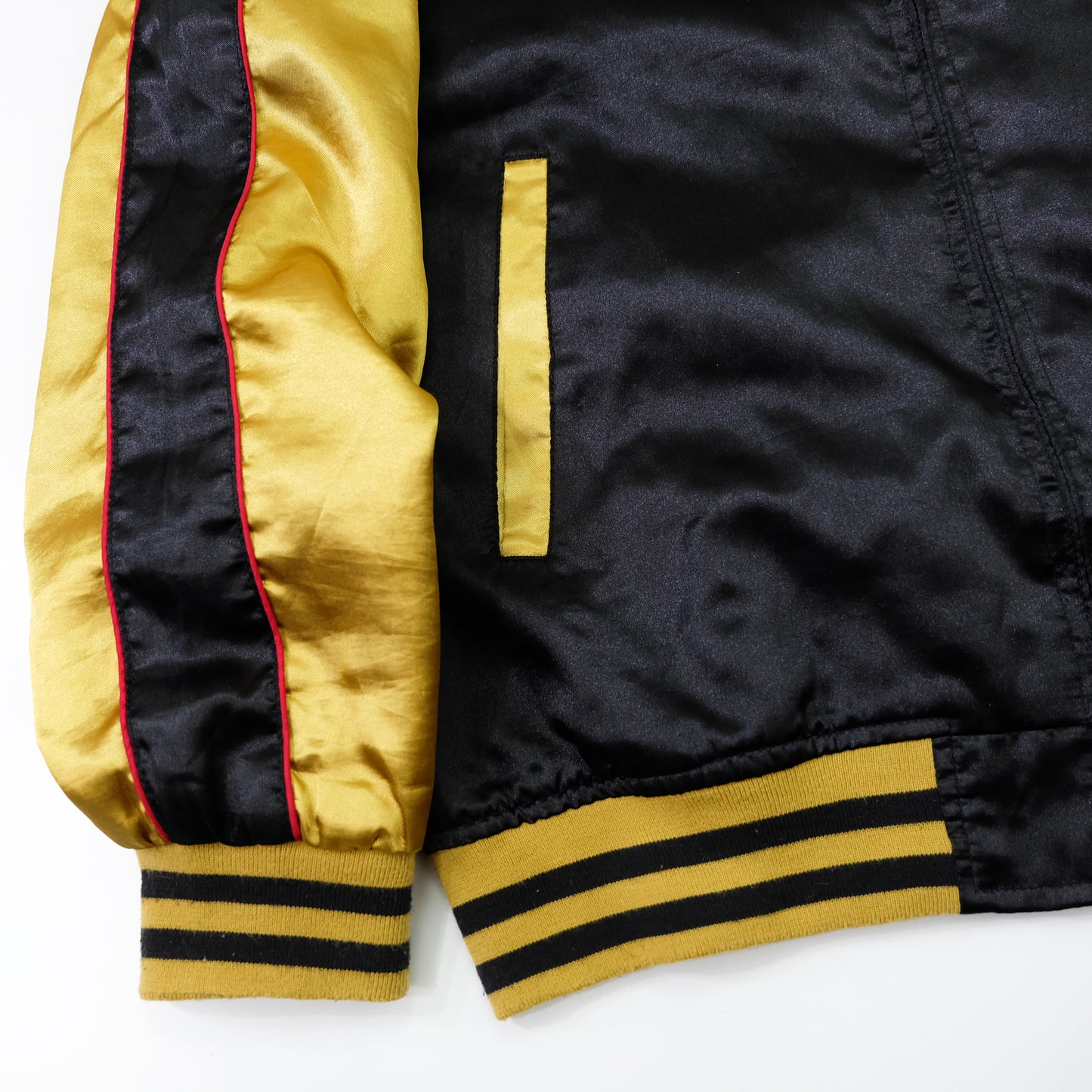 Kyoka Suigetsu Nine-Tailed Fox Kitsune Sukajan Jacket | Black Gold Embroidered Japanese Souvenir Bomber Size L