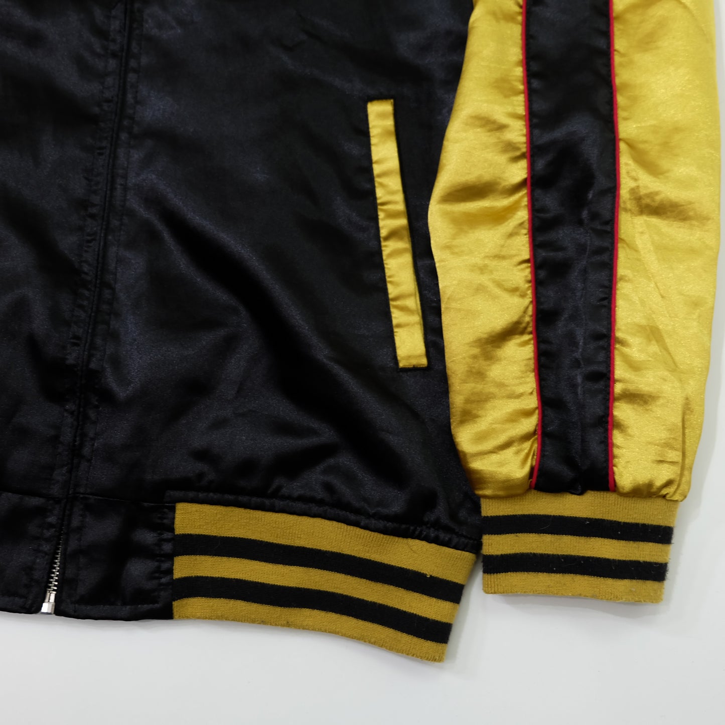 Kyoka Suigetsu Nine-Tailed Fox Kitsune Sukajan Jacket | Black Gold Embroidered Japanese Souvenir Bomber Size L