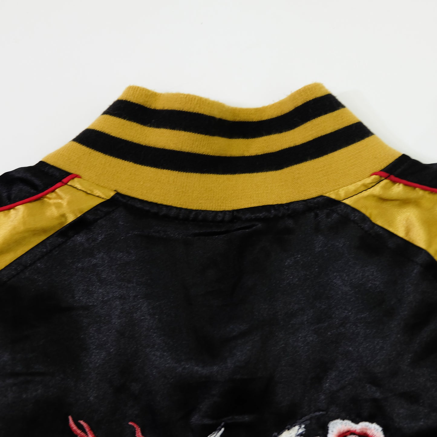 Kyoka Suigetsu Nine-Tailed Fox Kitsune Sukajan Jacket | Black Gold Embroidered Japanese Souvenir Bomber Size L