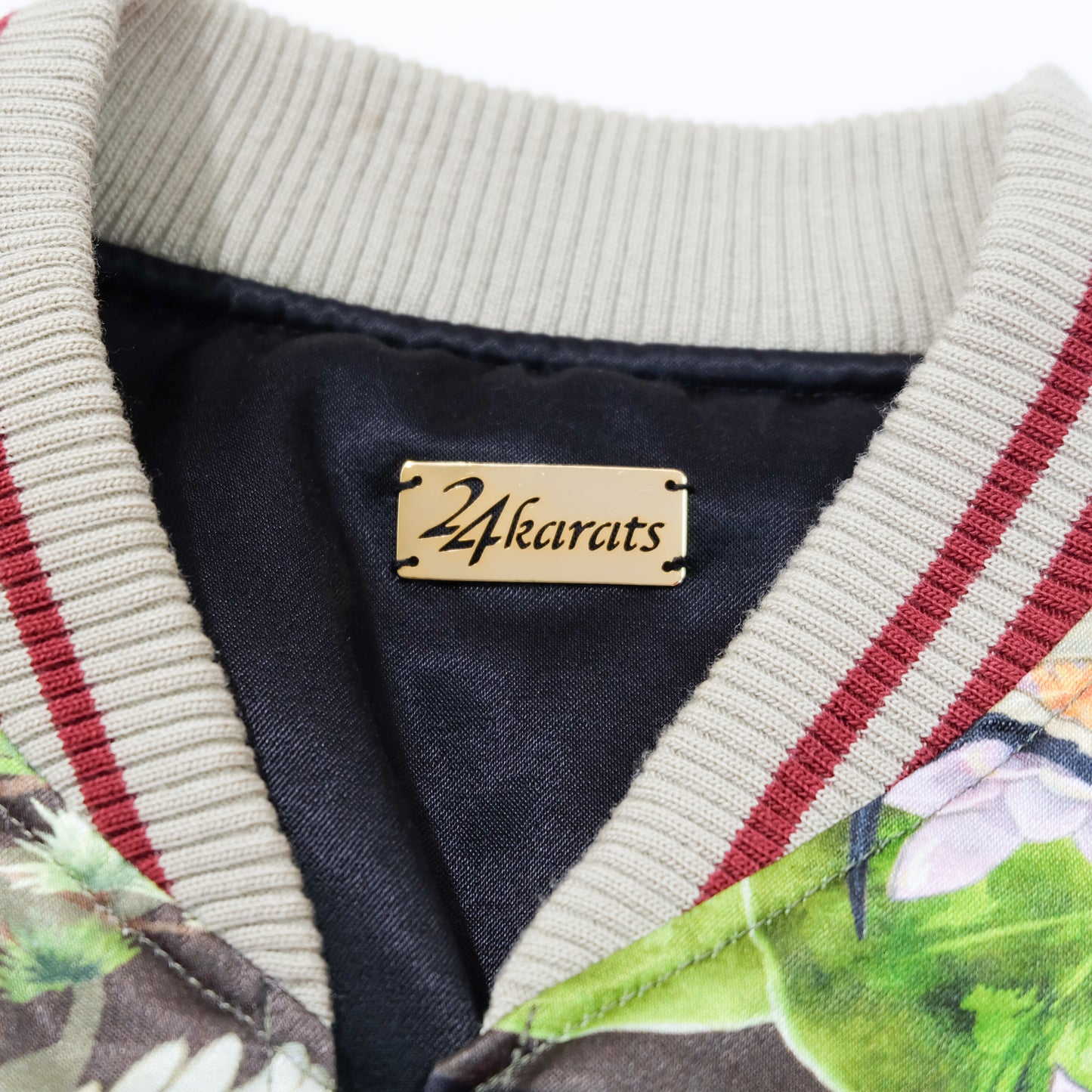 EXILE 24karats Luxury Japanese Embroidery Jacket with Flying Cranes, Lotus Flowers & Black Satin Reverse