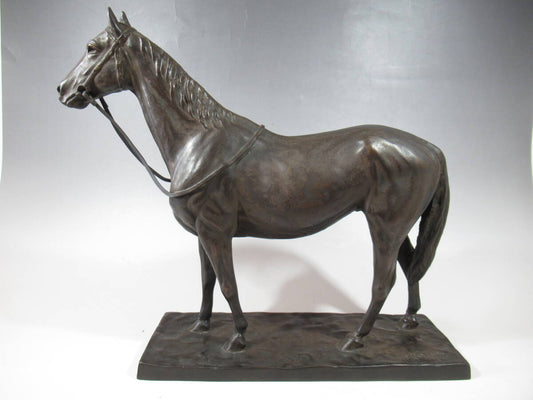 (Year of the Horse) Ito Koku (Attributed) — “Seima” Bronze Horse Sculpture, Signed, Early–Mid Showa Period, 6.6kg — Japanese Equestrian Bronze Art